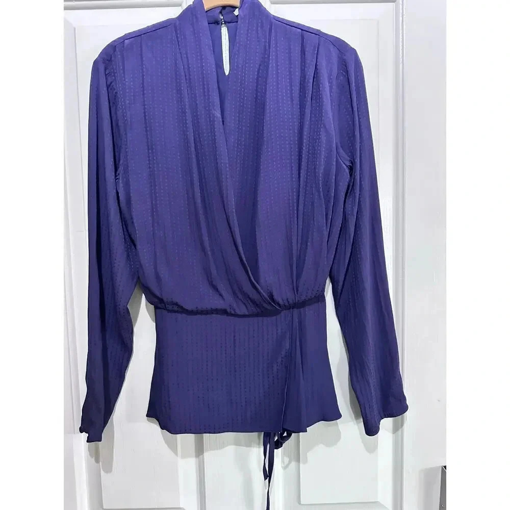 M.M. LAFLEUR Purple Long Sleeve Blouse Top Size Medium
